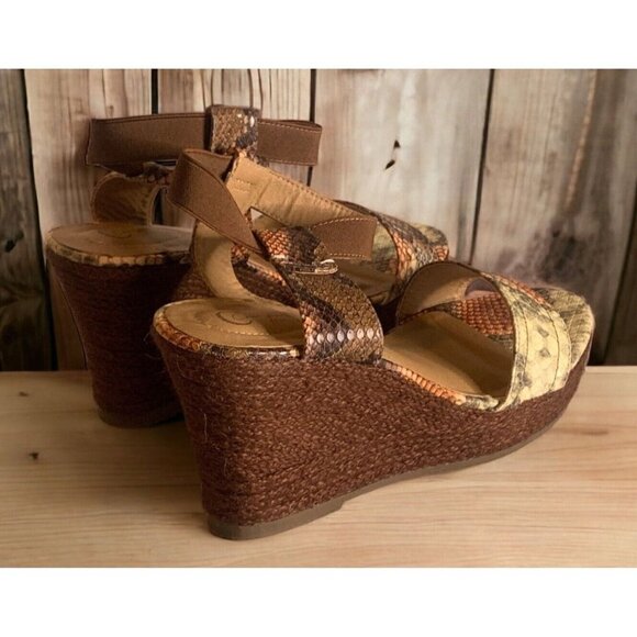 Comfort Est 1946 Womens Animal Print Platform Wedge Sandals Size 9M 4" Heel - Picture 7 of 16